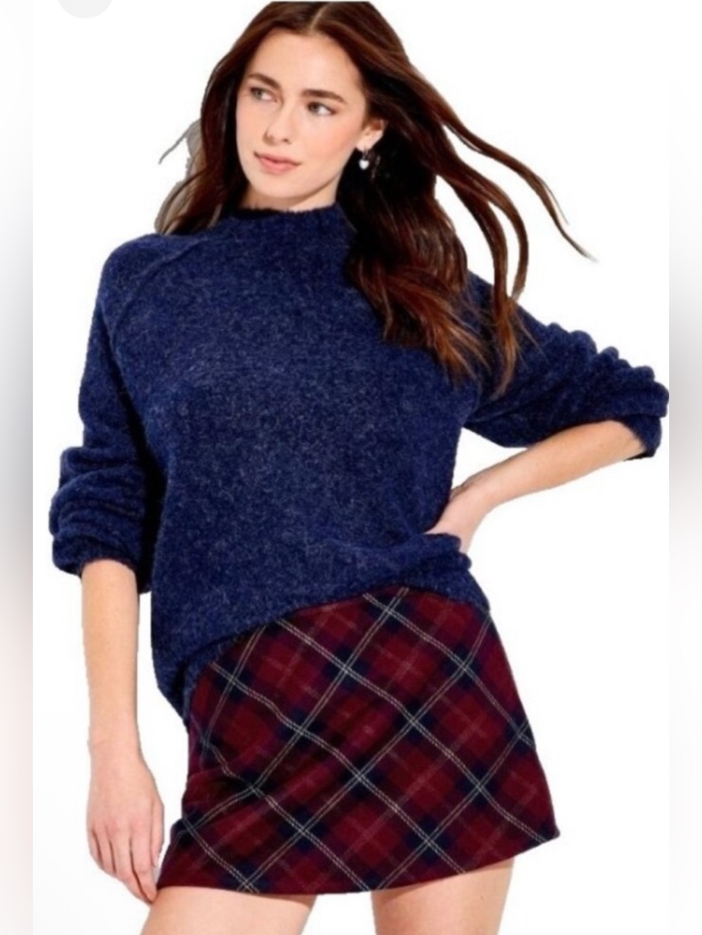 Wild Fable Plaid Mini Skirt SZ Large Burgundy NWT Dark Academia Preppy Fall